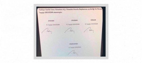 Recep Tayyip Erdoğan’ın Türkiye Varlık Fonu Y.K. Başkanlığına Atanmasının Görseldeki Belgeyle mi Oldu?