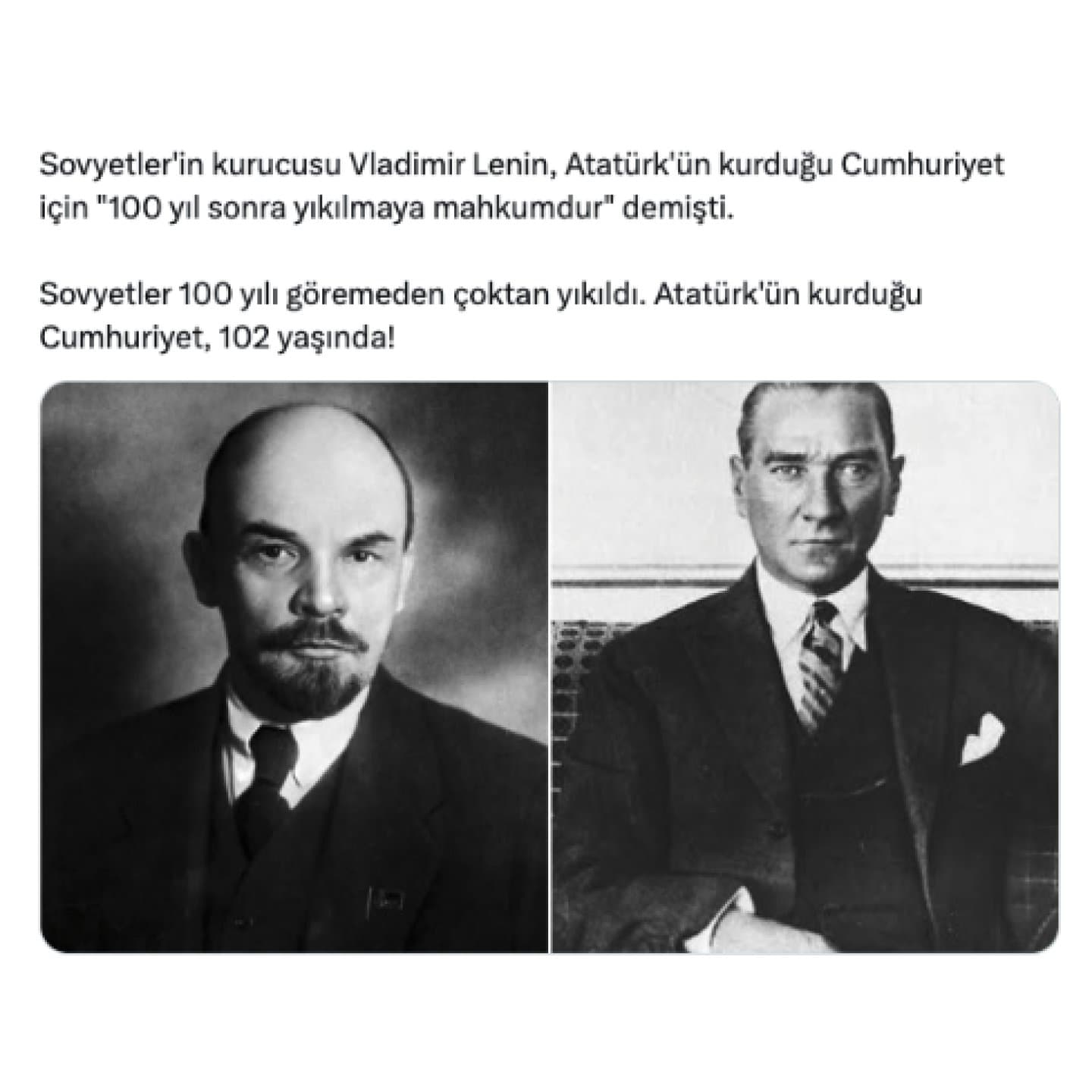 Sovyetler Birliği'nin Kurucusu Vladimir Lenin’in Atatürk'ün Kurduğu ...